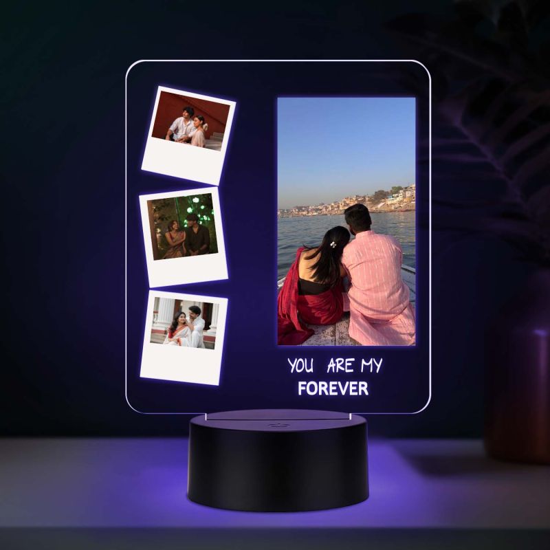 You are My Forever Quote Personalized with Photos | Acrylic UV Printed Lamp with 7 Color Changing Light Gift for Anniversary, Valentines Day, Birthday